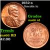 Image 1 : 1952-s Lincoln Cent 1c Grades GEM+ Unc RD