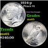 Image 1 : 1924-p Peace Dollar $1 Grades GEM Unc