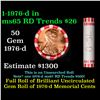 Image 1 : Shotgun Lincoln 1c roll, 1976-d 50 pcs Bank Wrapper.