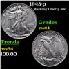 1943-p Walking Liberty Half Dollar 50c Grades Choice Unc