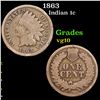 1863 Indian Cent 1c Grades vg+