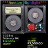 Image 1 : ***Auction Highlight*** 1924-s Mercury Dime 10c Graded GEM+ Unc By USCG (fc)