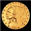 Image 2 : ***Auction Highlight*** 1914-p Gold Indian Quarter Eagle $2 1/2 Graded Select Unc By USCG (fc)