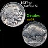 Image 1 : 1937-p Buffalo Nickel 5c Grades Choice AU