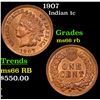 Image 1 : 1907 Indian Cent 1c Grades GEM+ Unc RB