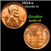 Image 1 : 1954-s Lincoln Cent 1c Grades GEM+ Unc RD