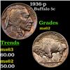 Image 1 : 1936-p Buffalo Nickel 5c Grades Select Unc