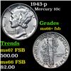 Image 1 : 1943-p Mercury Dime 10c Grades GEM++ FSB