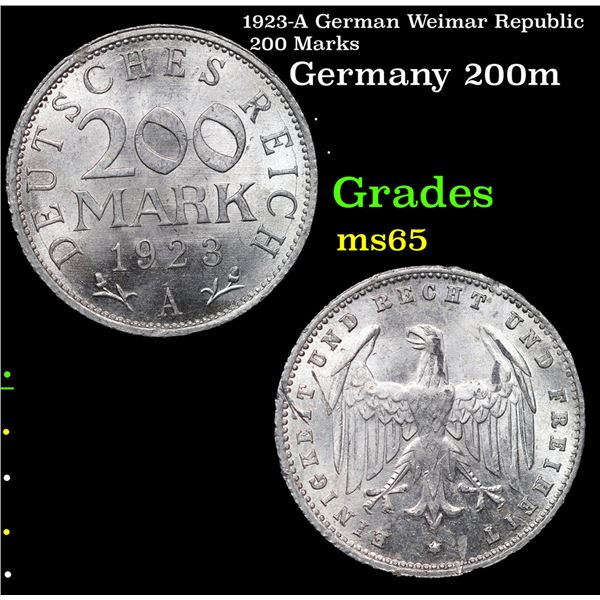 1923-A German Weimar Republic 200 Marks Grades GEM Unc