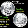 Image 1 : 1955-p Franklin Half Dollar 50c Grades Select Unc+ FBL