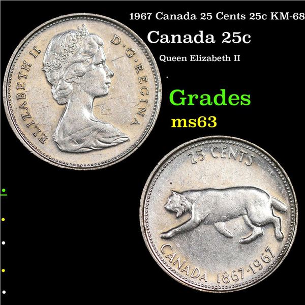 1967 Canada 25 Cents 25c KM-68 Grades Select Unc