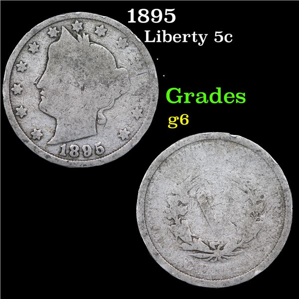 1895 Liberty Nickel 5c Grades g+