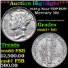 Image 1 : ***Auction Highlight*** 1943-p Mercury Dime Near TOP POP! 10c Graded ms67+ fsb BY SEGS (fc)