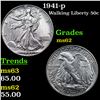 Image 1 : 1941-p Walking Liberty Half Dollar 50c Grades Select Unc