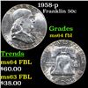 Image 1 : 1958-p Franklin Half Dollar 50c Grades Choice Unc FBL