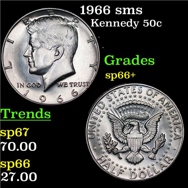 1966 sms Kennedy Half Dollar 50c Grades sp66+