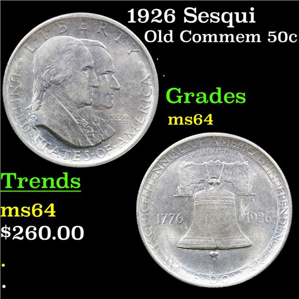 1926 Sesqui Old Commem Half Dollar 50c Grades Choice Unc