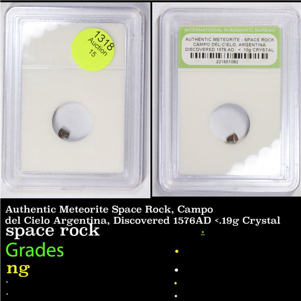 Authentic Meteorite Space Rock, Campo del Cielo Argentina, Discovered 1576AD <.19g Crystal Graded By