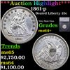 Image 1 : ***Auction Highlight*** 1861-p Seated Liberty Quarter 25c Graded ms64+ BY SEGS (fc)