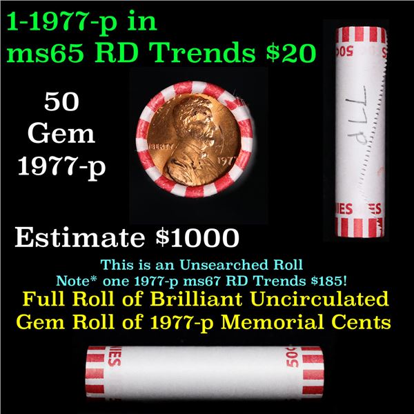 Shotgun Lincoln 1c roll, 1977-p 50 pcs Bank Wrapper.