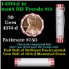 Image 1 : Shotgun Lincoln 1c roll, 1974-d 50 pcs Bank Wrapper.