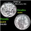 Image 1 : 1943-p Mercury Dime 10c Grades Choice Unc