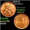 Image 1 : 1937-d Lincoln Cent 1c Grades GEM Unc RD