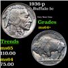 Image 1 : 1936-p Buffalo Nickel 5c Grades Choice+ Unc