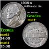 Image 1 : 1938-s Jefferson Nickel 5c Grades Choice+ Unc