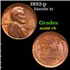 Image 1 : 1953-p Lincoln Cent 1c Grades GEM+ Unc RB