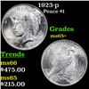 Image 1 : 1923-p Peace Dollar $1 Grades GEM+ Unc