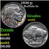 Image 1 : 1936-p Buffalo Nickel 5c Grades Select Unc