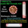 Image 1 : Shotgun Lincoln 1c roll, 1964-d 50 pcs Bank Wrapper.