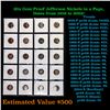 Image 1 : 20x Proof Jefferson Nickels in a Page, Dates from 1959 to 2005! Jefferson Nickel 5c Grades Brilliant