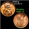 Image 1 : 1945-p Lincoln Cent 1c Grades Gem+ Unc RD