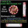 Image 1 : Shotgun Lincoln 1c roll, 1974-d 50 pcs Bank Wrapper.