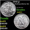Image 1 : 1941-p Walking Liberty Half Dollar 50c Grades Choice+ Unc