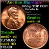 Image 1 : ***Auction Highlight*** 1955-p Lincoln Cent TOP POP! 1c Graded ms67+ rd BY SEGS (fc)