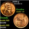 Image 1 : 1939-p Lincoln Cent 1c Grades Gem+ Unc RD