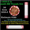 Image 1 : Shotgun Lincoln 1c roll, 1959-d 50 pcs Bank Wrapper.