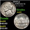 Image 1 : 1942-p Jefferson Nickel 5c Grades GEM+ Unc