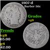 Image 1 : 1907-d Barber Half Dollars 50c Grades vg, very good