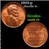 Image 1 : 1953-p Lincoln Cent 1c Grades GEM+ Unc RB