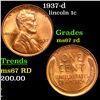 Image 1 : 1937-d Lincoln Cent 1c Grades GEM++ Unc RD