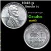 Image 1 : 1943-p Lincoln Cent 1c Grades GEM Unc