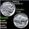 Image 1 : 1936-p Buffalo Nickel 5c Grades GEM+ Unc