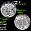 Image 1 : 1943-p Mercury Dime 10c Grades GEM++ Unc