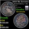 Image 1 : 1853 No Arrows Seated Liberty Half Dime 1/2 10c Graded f15 details BY SEGS