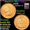 Image 1 : ***Auction Highlight*** 1909 Indian Cent 1c Graded ms65+ rd BY SEGS (fc)