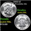 Image 1 : 1952-d Franklin Half Dollar 50c Grades Choice Unc FBL